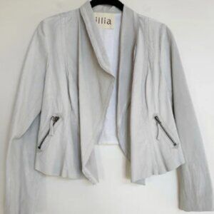 illia Leather and Linen Jacket Ivory Size Small
